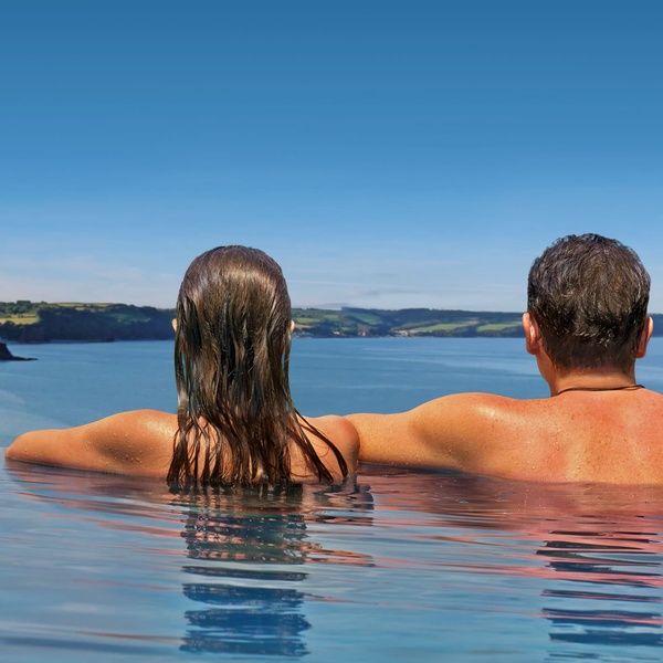 Couple in hydrotherapy pool