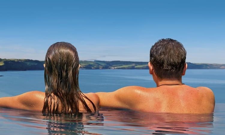 Couple in hydrotherapy pool