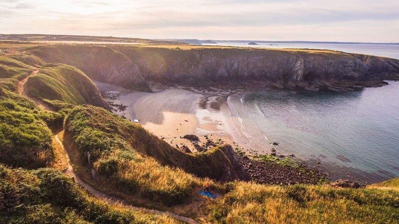 Caerfai Bay in Pembrokeshire West Wales UK
