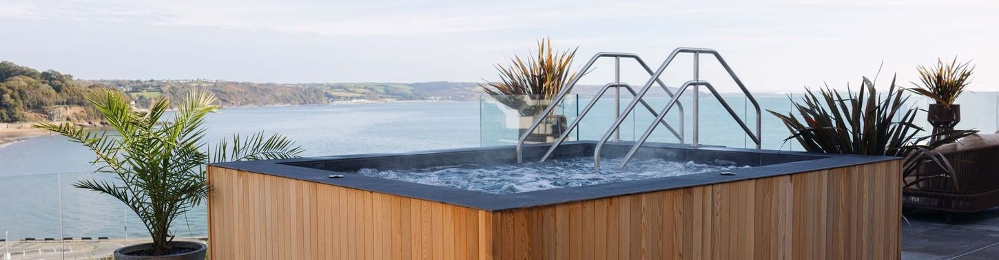 Outdoor jacuzzi at St Brides Spa Hotel in Pembrokeshire