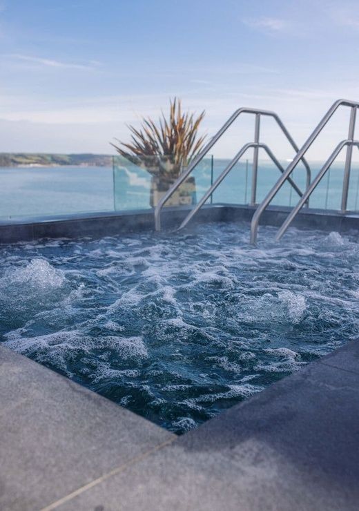 Outdoor spa jacuzzi at St Brides Spa Hotel in Pembrokeshire