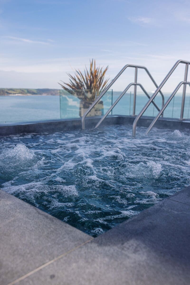 Outdoor spa jacuzzi at St Brides Spa Hotel in Pembrokeshire