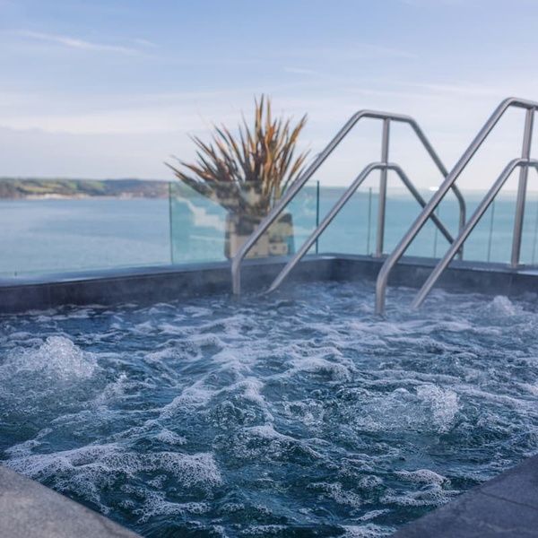 Outdoor spa jacuzzi at St Brides Spa Hotel in Pembrokeshire