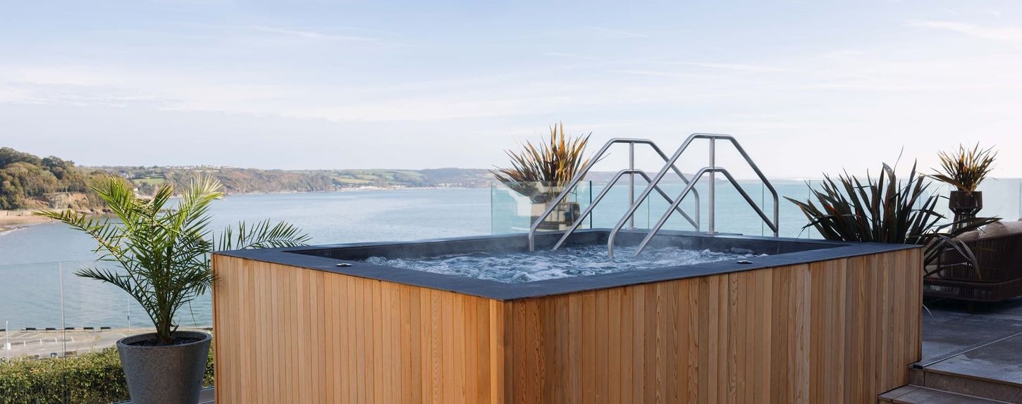 Outdoor jacuzzi at St Brides Spa Hotel in Pembrokeshire